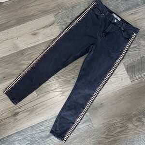 TopShop Moto Jamie ‎ black jeans with side cheetah stripe 30x30